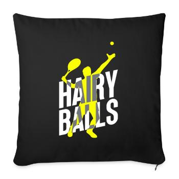 Haarige Bälle - Lustiges Tennis - Sofakissenbezug 45 x 45 cm - Schwarz - Vorne