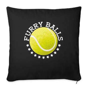 Pelzige Bälle - Lustiges Tennis - Sofakissenbezug 45 x 45 cm - Schwarz - Vorne