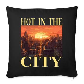 New York City Skyline Sonnenuntergang Hitze - Sofakissenbezug 45 x 45 cm - Schwarz - Vorne