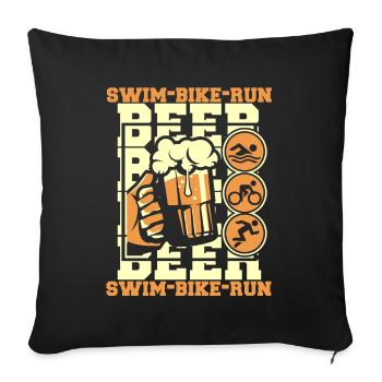 Swim Bike Run Beer Triathlet Training - Sofakissenbezug 45 x 45 cm - Schwarz - Vorne