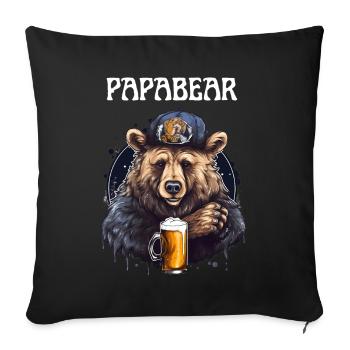 Papa Bear proud Daddy stolzer Vater - Sofakissenbezug 45 x 45 cm - Schwarz - Vorne
