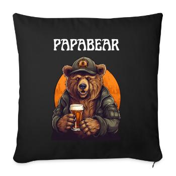 Papa Bear proud Daddy stolzer Vater - Sofakissenbezug 45 x 45 cm - Schwarz - Vorne