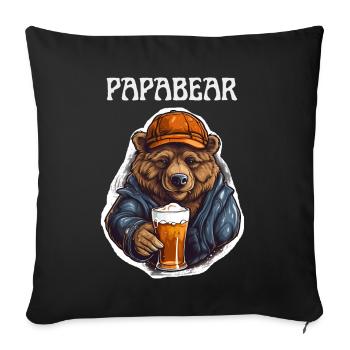 Papa Bear proud Daddy stolzer Vater - Sofakissenbezug 45 x 45 cm - Schwarz - Vorne