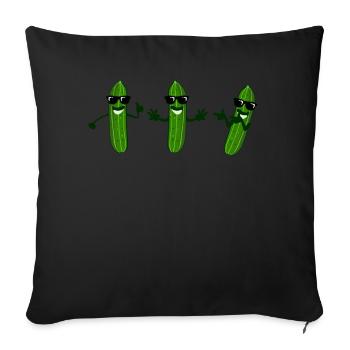 Cucumbers with sunglasses cucumber - Sofa pillowcase 17,3'' x 17,3'' (45 x 45 cm) - black - Front