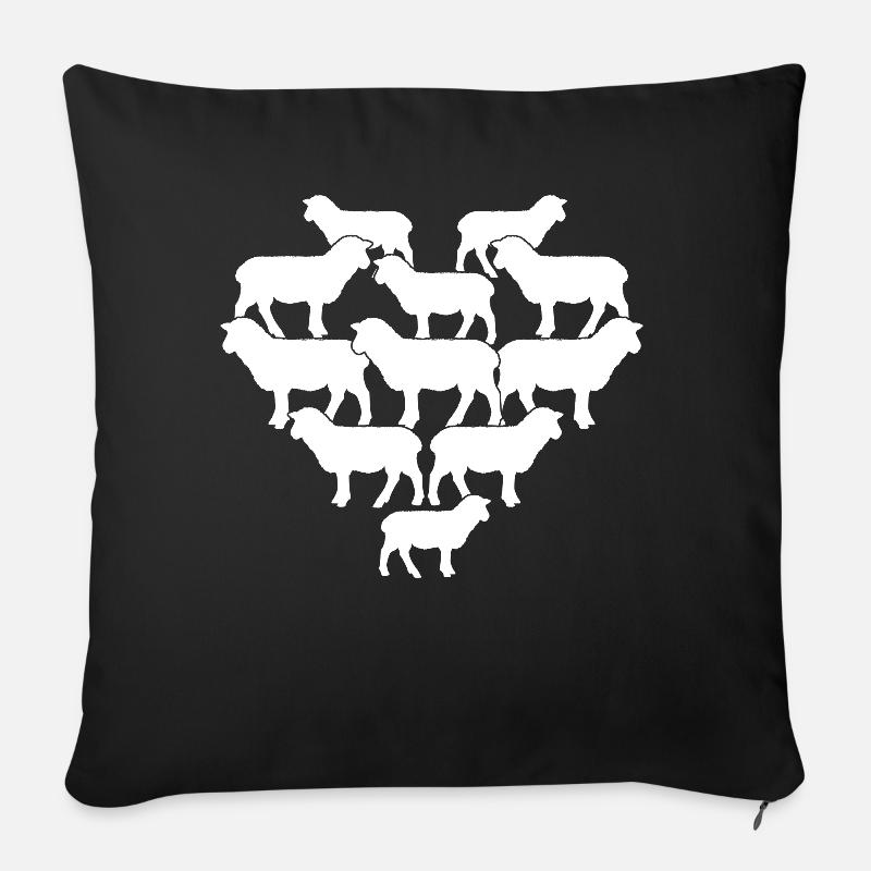 Schaf Schafe Herz Schäfchen - Sofakissenbezug 45 x 45 cm - Schwarz