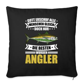 Angeln Lustig Fischart Hecht Gott Und Angler - Sofakissenbezug 45 x 45 cm - Schwarz - Vorne