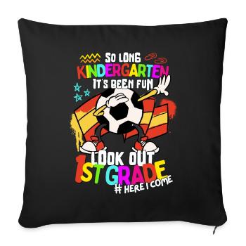 Adieu Maternelle 1ère année Retour à l’école Football - Housse de coussin décorative 45 x 45 cm - noir - Devant