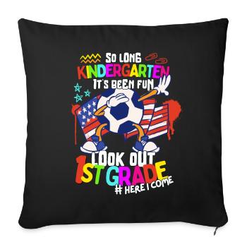 Adieu Maternelle 1ère année Retour à l’école Football - Housse de coussin décorative 45 x 45 cm - noir - Devant