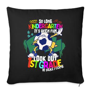 Adieu Maternelle 1ère année Retour à l’école Football - Housse de coussin décorative 45 x 45 cm - noir - Devant