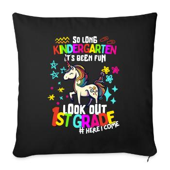 Unicorn Bye Bye Kindergarten Enrollment 1st Grade - Sofa pillowcase 17,3'' x 17,3'' (45 x 45 cm) - black - Front