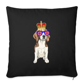 Beagle Dog Queen Elizabeth II British Crown - Sofa pillowcase 17,3'' x 17,3'' (45 x 45 cm) - black - Front