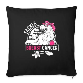 Tackle Breast Cancer Football Dinosaur - Sofakissenbezug 45 x 45 cm - Schwarz - Vorne