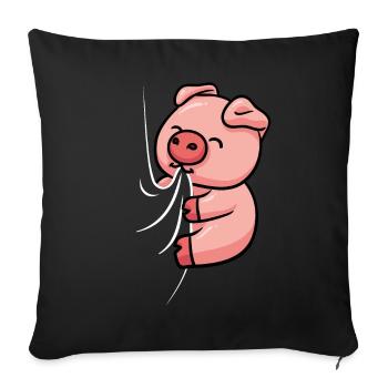 Un cochon affamé mord dans sa chemise - Housse de coussin décorative 45 x 45 cm - noir - Devant