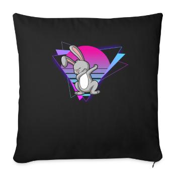 Lapin Vaporwave - Housse de coussin décorative 45 x 45 cm - noir - Devant