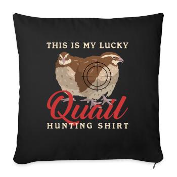 Chasse, Chasse à la caille, Caille, Chasseur, Caille, Cadeau - Housse de coussin décorative 45 x 45 cm - noir - Devant