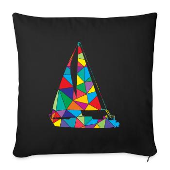 Voilier Polygon Sailor Skipper - Housse de coussin décorative 45 x 45 cm - noir - Devant