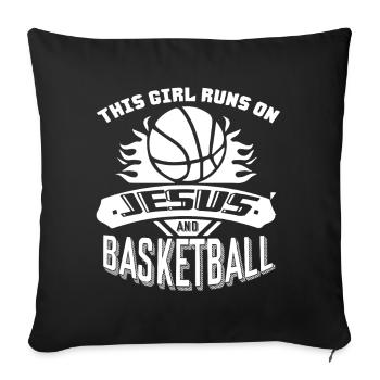 Basketball This Girl Run On Jesus And Basketball - Sofa pillowcase 17,3'' x 17,3'' (45 x 45 cm) - black - Front