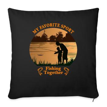 Pêche Père et fils - Mon sport préféré - Housse de coussin décorative 45 x 45 cm - noir - Devant