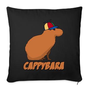 Capybara with Cappy Capybaras - Sofa pillowcase 17,3'' x 17,3'' (45 x 45 cm) - black - Front