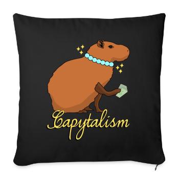 Capybara Kapitalismus Capybaras - Sofakissenbezug 45 x 45 cm - Schwarz - Vorne