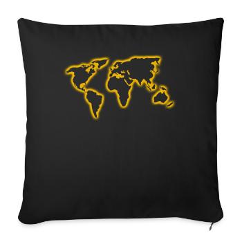 Cartes du monde Shining Earth Carte du monde - Housse de coussin décorative 45 x 45 cm - noir - Devant