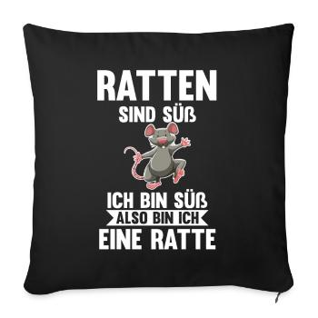 Nagetier Ratte Ratten - Sofakissenbezug 45 x 45 cm - Schwarz - Vorne