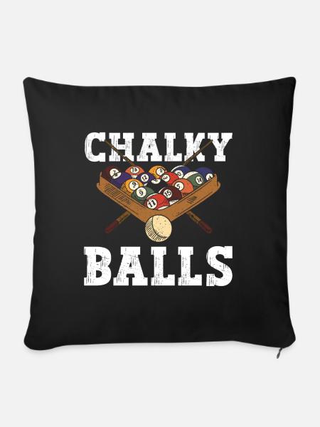 Chalky Balls - Lustige Billardkugeln - Sofakissenbezug 45 x 45 cm - Schwarz