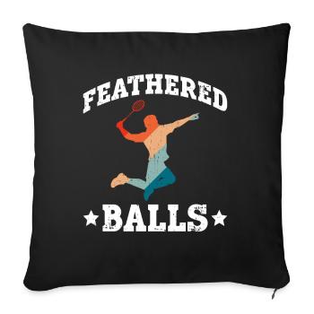 Balles à plumes - Funny Badminton - Housse de coussin décorative 45 x 45 cm - noir - Devant