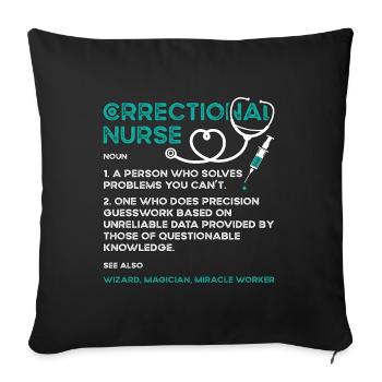 Infirmière correctionnelle Une personne qui résout l’argent mince - Housse de coussin décorative 45 x 45 cm - noir - Devant