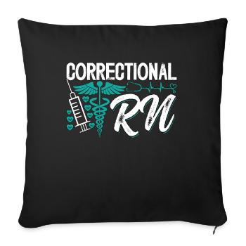 Soins infirmiers correctionnels Infirmière correctionnelle infirmière pénitentiaire - Housse de coussin décorative 45 x 45 cm - noir - Devant