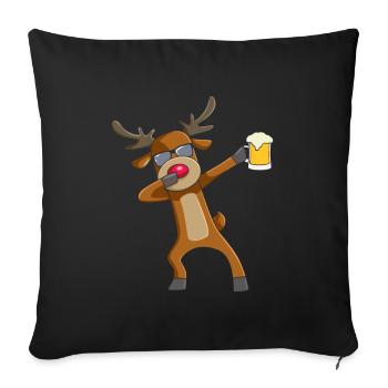 Dabbing Reindeer Bière Boire Santa Reindeer - Housse de coussin décorative 45 x 45 cm - noir - Devant