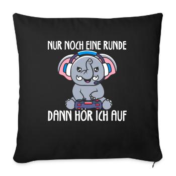 Nur Noch Eine Runde Zocken Gamer Elefant - Sofakissenbezug 45 x 45 cm - Schwarz - Vorne