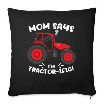 Mama sagt, ich bin Traktor-ific | Boy Farmer Traktor - Sofakissenbezug 45 x 45 cm - Schwarz - Vorne