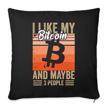 J’aime mon Bitcoin et peut-être 3 personnes - Housse de coussin décorative 45 x 45 cm - noir - Devant