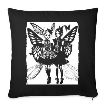 Fairycore Esthétique Squelette Fée Goth Gothique G - Housse de coussin décorative 45 x 45 cm - noir - Devant