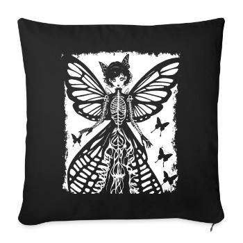 Fairycore Aesthetics Skeleton Fairy Goth Gothic G - Sofa pillowcase 17,3'' x 17,3'' (45 x 45 cm) - black - Front