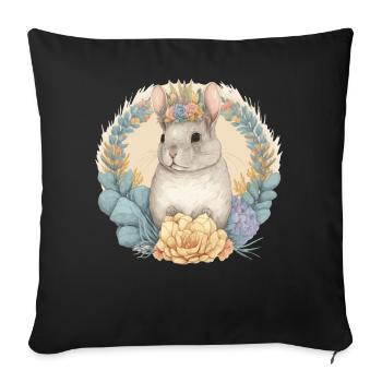 Aquarelle mignonne Chinchilla Couronne Floral Ani - Housse de coussin décorative 45 x 45 cm - noir - Devant
