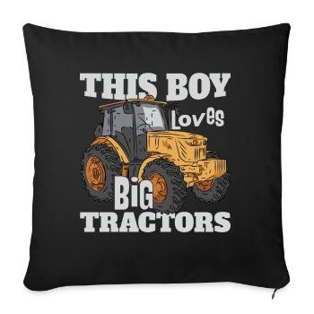 This Boy Loves Big Tractors - Sofa pillowcase 17,3'' x 17,3'' (45 x 45 cm) - black - Front
