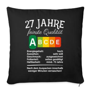 27 Jahre Feinste Qualität Geschenk 27. Geburtstag - Sofakissenbezug 45 x 45 cm - Schwarz - Vorne