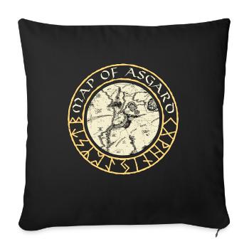 Norse Mythology Map Of Asgard Valkyrie Goddess - Sofakissenbezug 45 x 45 cm - Schwarz - Vorne