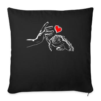 Cœur de hérisson tenant la main du hérisson - Housse de coussin décorative 45 x 45 cm - noir - Devant