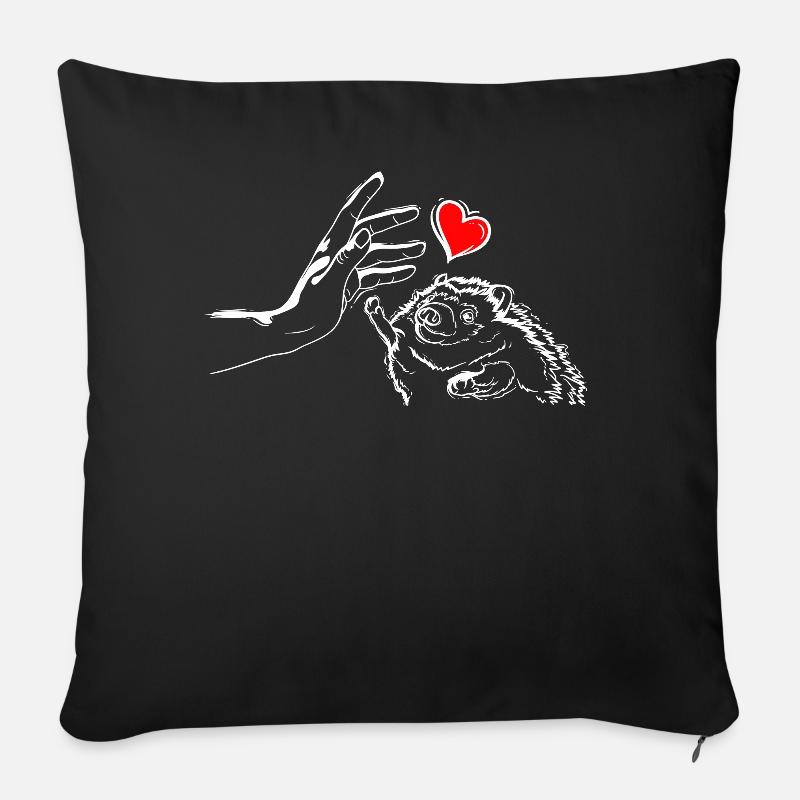 Igel Herz Händchen Halten mit Igel - Sofakissenbezug 45 x 45 cm - Schwarz