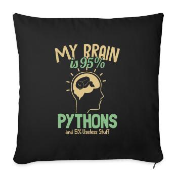 My Brain is 95% Pythons Python Snake Banana - Sofa pillowcase 17,3'' x 17,3'' (45 x 45 cm) - black - Front