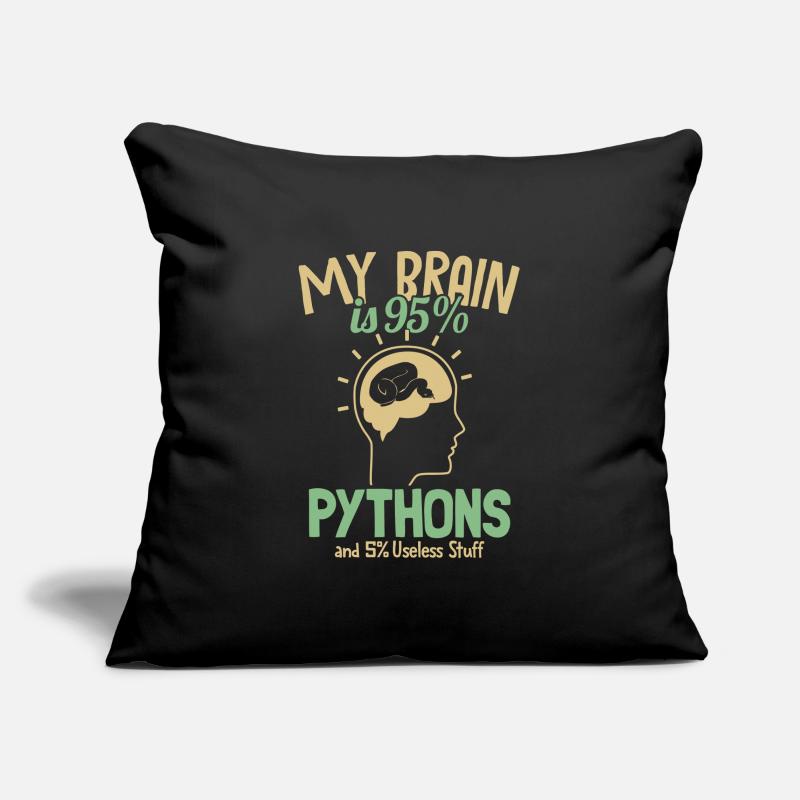 Mon cerveau est composé à 95% de pythons Python Snake Banana Housse de coussin décorative 45 x 45 cm