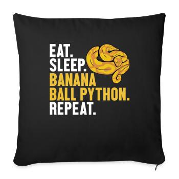 Eat Sleep Banana Ball Python Repeat Banana Ball - Sofa pillowcase 17,3'' x 17,3'' (45 x 45 cm) - black - Front