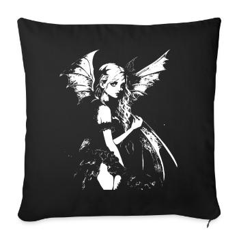 Fairycore Esthétique Squelette Fée Goth Grunge G - Housse de coussin décorative 45 x 45 cm - noir - Devant