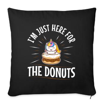 Je suis juste là pour les beignets - Housse de coussin décorative 45 x 45 cm - noir - Devant