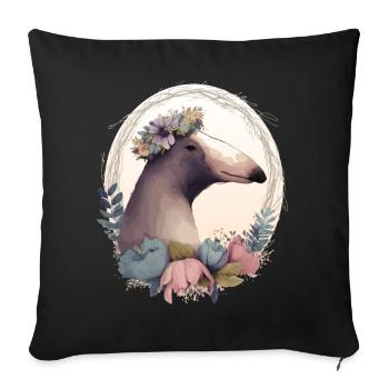 Cute Anteater Flower Crown Animal Lovers - Sofakissenbezug 45 x 45 cm - Schwarz - Vorne