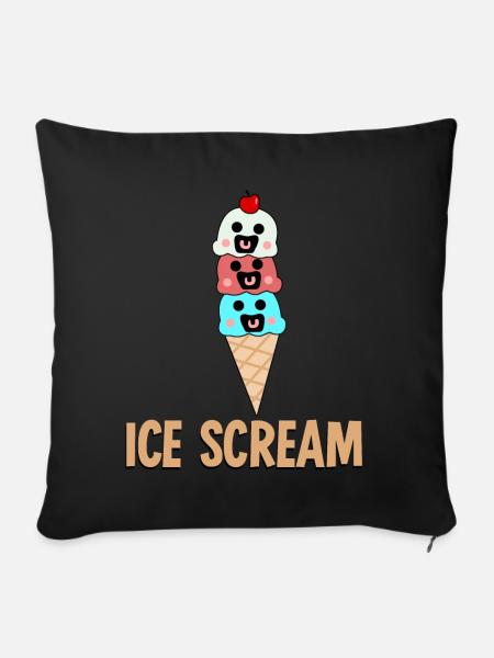 Eiscreme Eis Eisbecher - Sofakissenbezug 45 x 45 cm - Schwarz