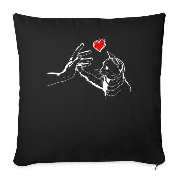 Cat Heart High Five - Sofa pillowcase 17,3'' x 17,3'' (45 x 45 cm) - black - Front
